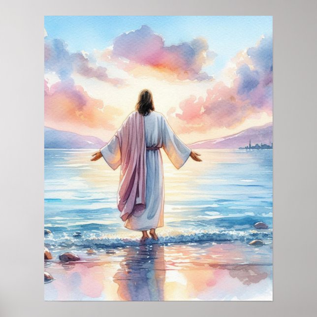 Wasserfarbe Jesus Art Poster (Vorne)