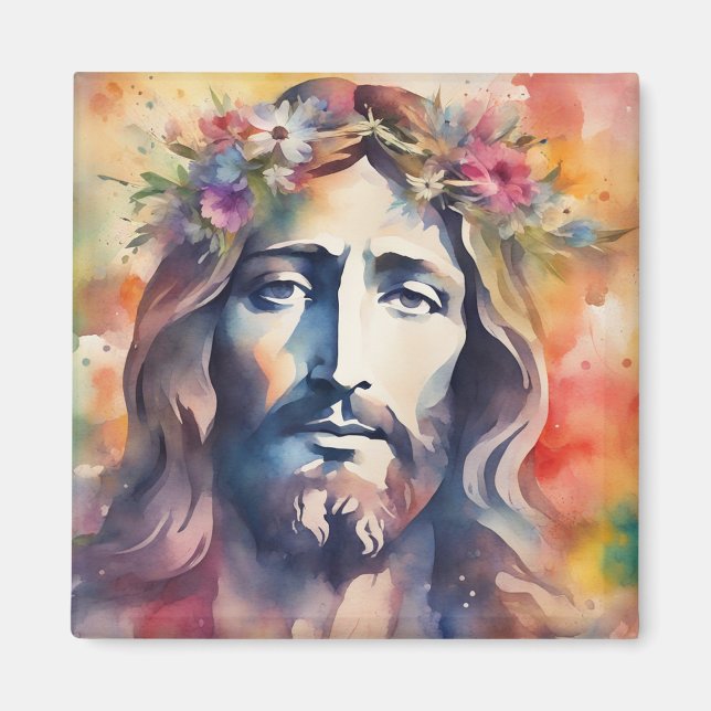 Wasserfarbe Jesus Magnet (Vorne)