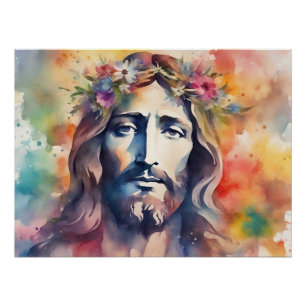 Wasserfarbe Jesus Poster