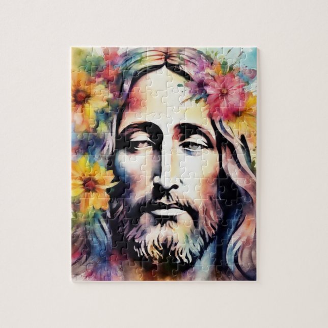 Wasserfarbe Jesus Puzzle (Vertikal)