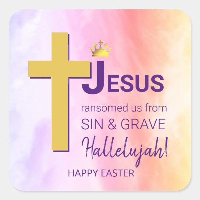 Wasserfarbe JESUS RANSOMEMEME Christlich Ostern Quadratischer Aufkleber (Vorderseite)