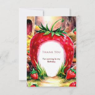 Wasserfarbe Juicy Sweet Strawberry Geburtstag Dankeskarte