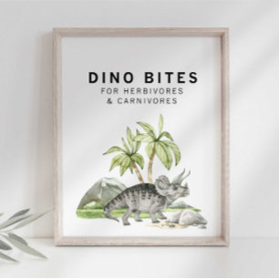 Wasserfarbe Jurassic Dino Bites Sign Poster