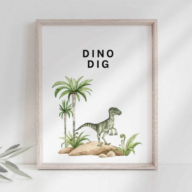 Wasserfarbe Jurassic Dinosaur Dino Dig Zeichen Poster (Von Creator hochgeladen)