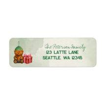 Wasserfarbe-Kaffeebär-Feiertags-Rücksendeetiketten