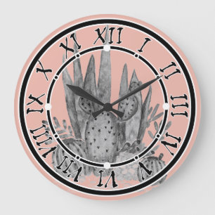 Wasserfarbe , Kakteen, Sukkulturen Große Wanduhr
