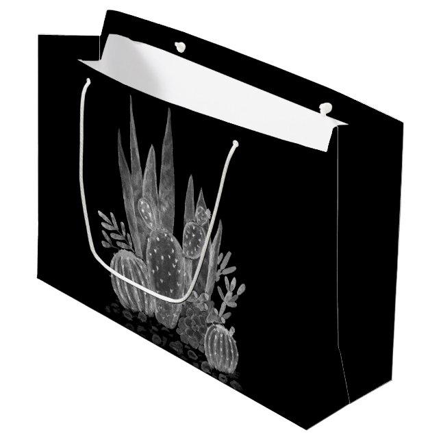 Wasserfarbe, Kaktus große Geschenktasche Geschenktüte (Vorderseite Schrägansicht)