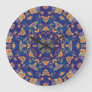 Wasserfarbe Kaleidoskop Mandala Orientalisches Des Große Wanduhr