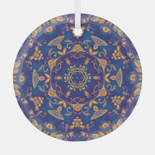 Wasserfarbe Kaleidoskop Mandala Orientalisches Des Ornament Aus Glas