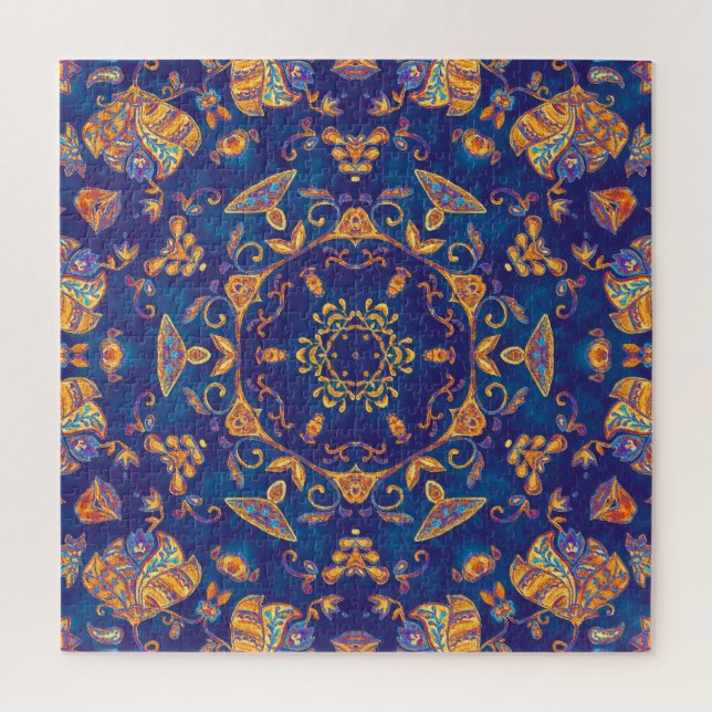 Wasserfarbe Kaleidoskop Mandala Orientalisches Des Puzzle (Vertikal)