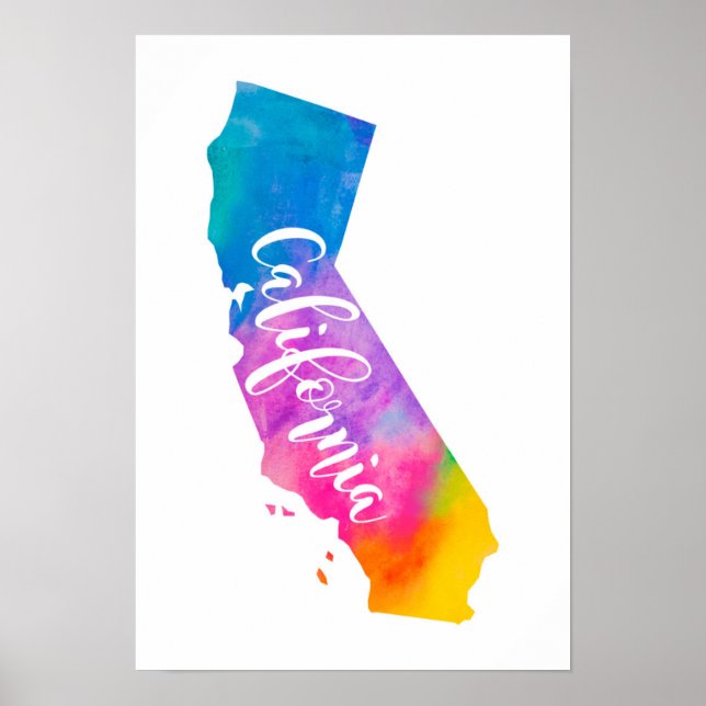 Wasserfarbe Kalifornien Poster (Vorne)