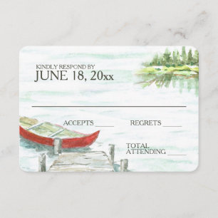 Wasserfarbe Kanusee Hochzeitreaktion RSVP Karte
