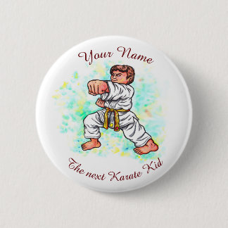 Wasserfarbe Karate Kinder tapfer Junge mit einem S Button