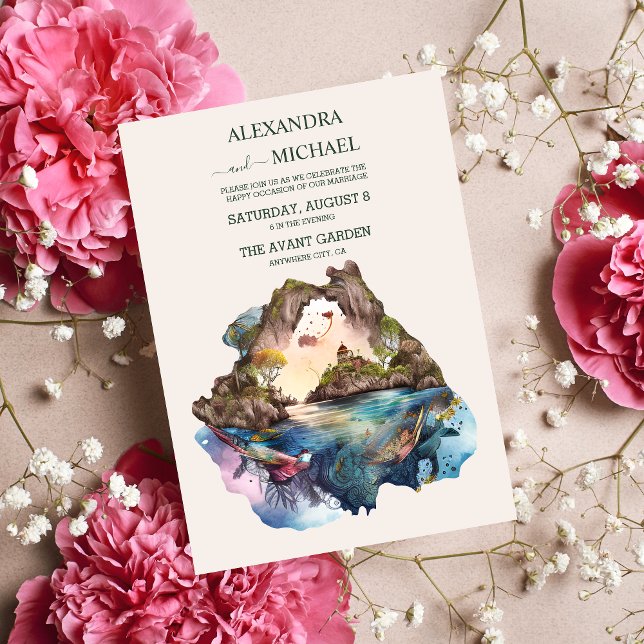 Wasserfarbe Karibik Hochzeit in Urlaubsort Invitat Einladung (Von Creator hochgeladen)