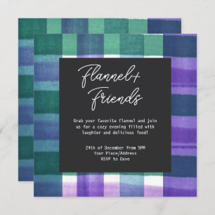Wasserfarbe Kariert Flannel & Friends Party Einladung
