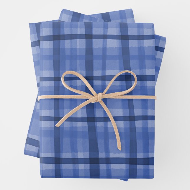 Wasserfarbe Kariert HandGezeichnet Moderne Rustika Geschenkpapier Set (Beispiel)