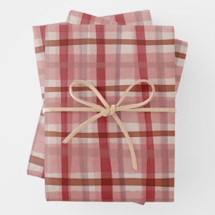 Wasserfarbe Kariert HandGezeichnet Moderne Rustika Geschenkpapier Set