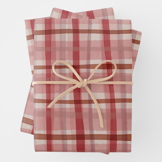Wasserfarbe Kariert HandGezeichnet Moderne Rustika Geschenkpapier Set (Beispiel)
