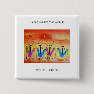 Wasserfarbe Kenia Afrikanische Kunst, Sommerfestiv Button