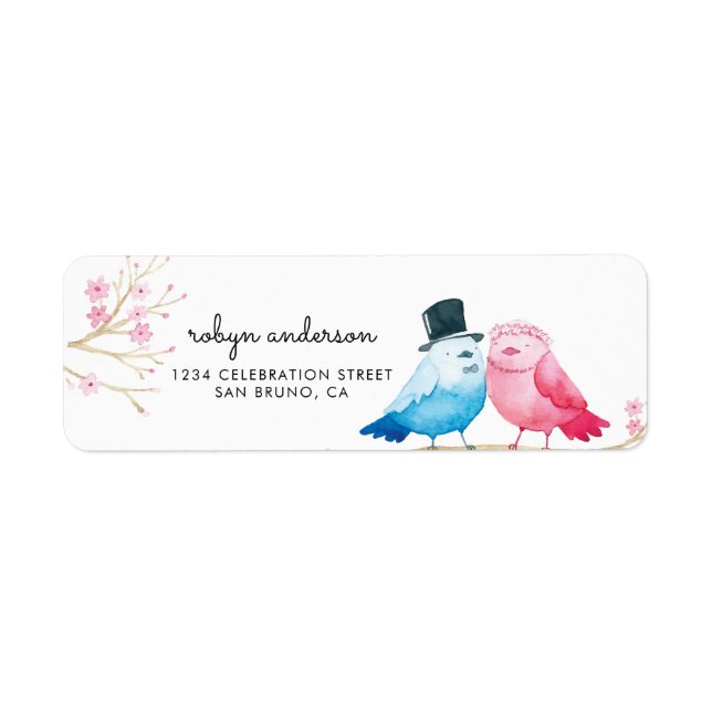 Wasserfarbe Kirsche Blossom | Liebesvögel Hochzeit (Vorne)