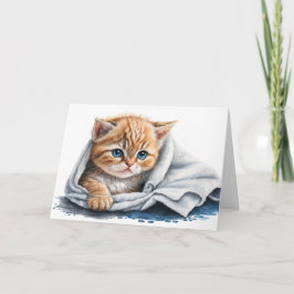 Wasserfarbe Kitten für bald Wohlbefinden Karte
