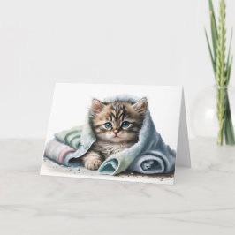 Wasserfarbe Kitten für bald Wohlbefinden Karte