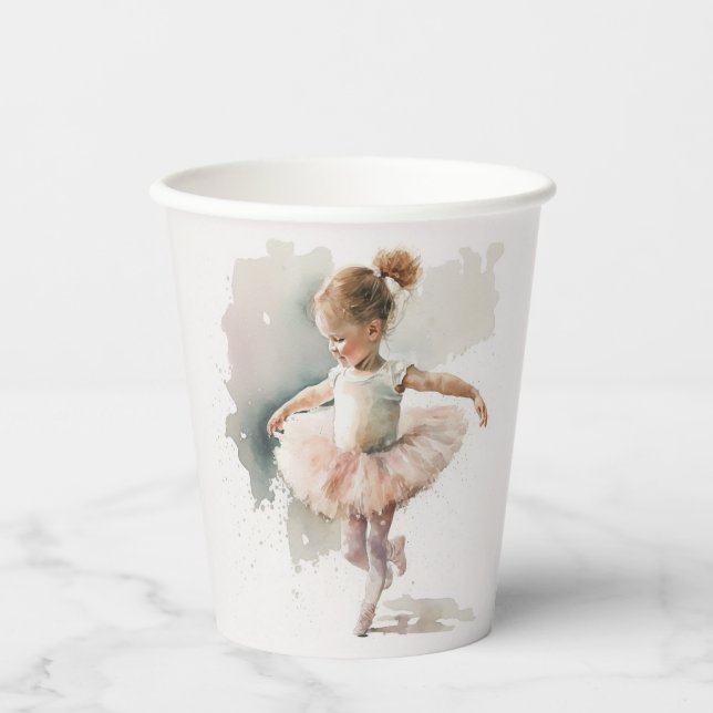 Wasserfarbe Kleine Ballerina Papiertafeln Pappbecher (Vorderseite)