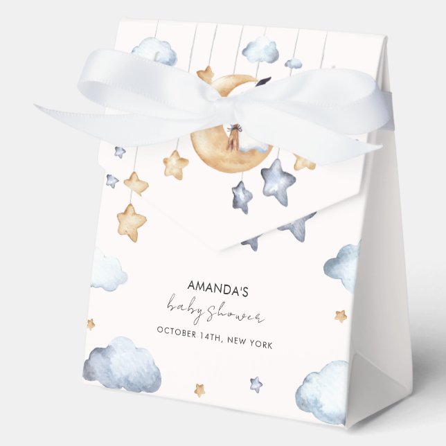 Wasserfarbe Kleine Boo Moon Stars Kinderdusche Geschenkschachtel (Vorderseite)