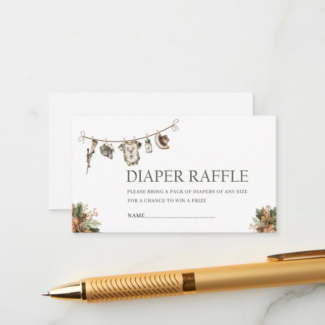 Wasserfarbe Kleine Jäger Babydusche Windelraff Begleitkarte (Vorderseite/Rückseite Beispiel)