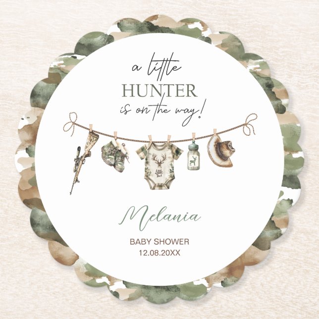 Wasserfarbe Kleine Jägerbaby Dusche Untersetzer (Vorderseite)