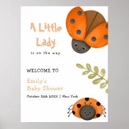 Wasserfarbe Kleine Ladybug Babydusche Willkommen Poster