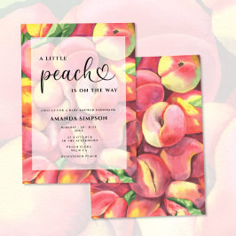 Wasserfarbe Kleine Pfirsich ist auf dem Weg Babydu Einladung