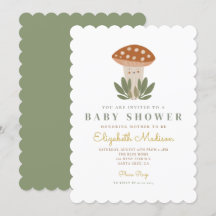 Wasserfarbe Kleine Pilzpilz Kinderdusche Einladung