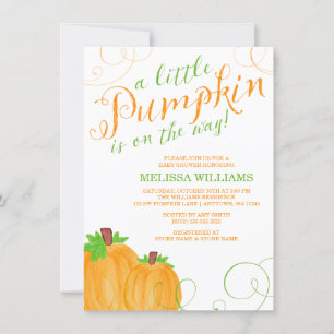 Wasserfarbe Kleine Pumpkin Fall Babydusche Einladung