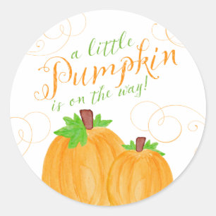 Wasserfarbe Kleine Pumpkin Fall Babydusche Runder Aufkleber