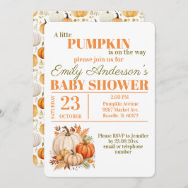 Wasserfarbe Kleine Pumpkin Orange Babydusche Einladung