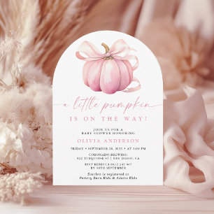 Wasserfarbe Kleine Pumpkin Pink Girl Babydusche Einladung