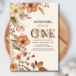 Wasserfarbe Kleine Wildblume 1. Geburtstag Einladung