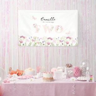 Wasserfarbe Kleine Wildblume Geburtstagsbanner Banner