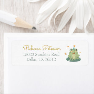 Wasserfarbe kleiner Pilz mit Frosch-Etikett