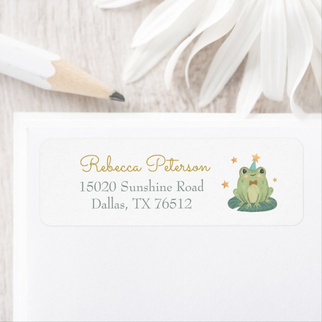 Wasserfarbe kleiner Pilz mit Frosch-Etikett (Insitu)