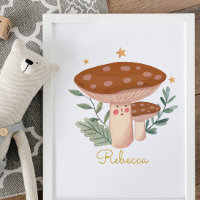 Wasserfarbe Kleines rotes Pilz Niedliches Poster