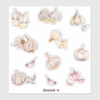 Wasserfarbe Knoblauch Aufkleber