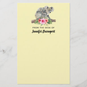 Wasserfarbe Koala Bears Niedliche Mama & Baby Briefpapier