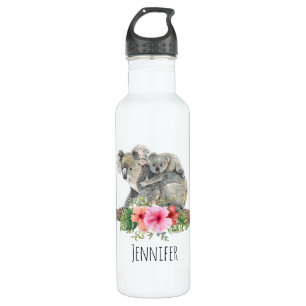 Wasserfarbe Koala Bears Niedliche Mama & Baby Edelstahlflasche