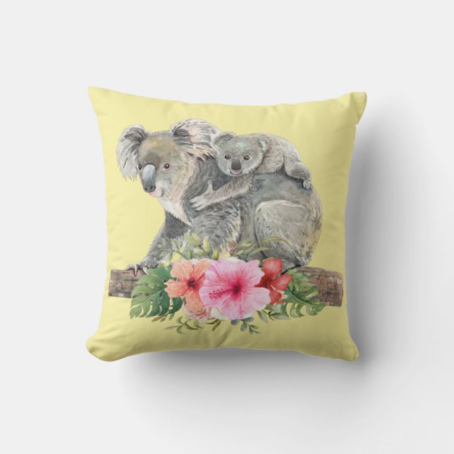Wasserfarbe Koala Bears Niedliche Mama & Baby Kissen (Vorderseite)