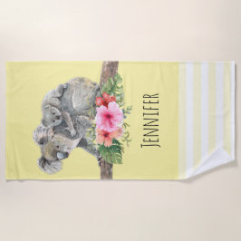 Wasserfarbe Koala Bears Niedliche Mama & Baby Strandtuch