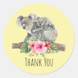 Wasserfarbe Koala Bears Niedliche Mama & Baby Viel Runder Aufkleber