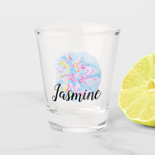 Wasserfarbe Koi Fischfarben Personalisiert Schnapsglas (Vorderseite)