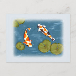 Wasserfarbe Koi Pond Postkarte